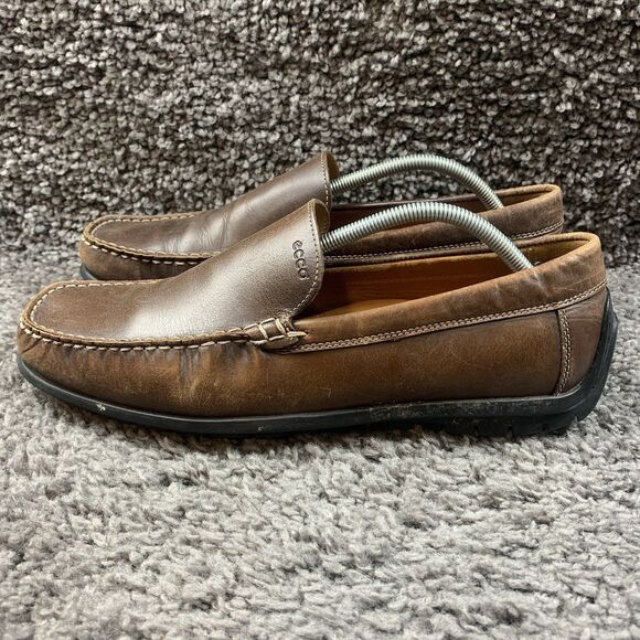 ECCO Mens Casual Dress Shoes Moc Brown Leather Slip On Driver Loafers Size EU 46 main image 7